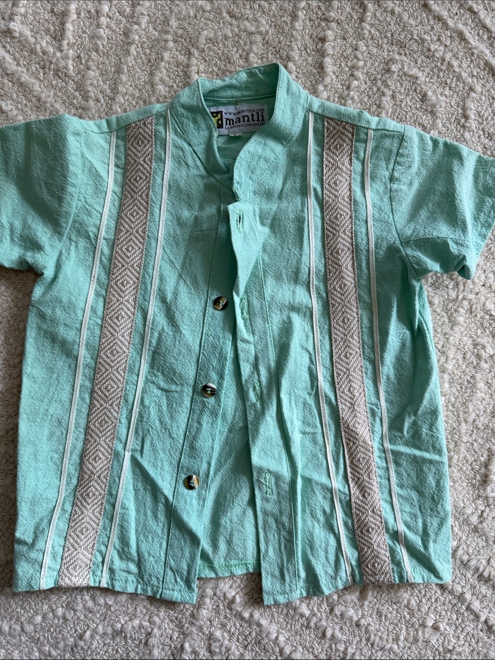 Mantili Kids' Mint Short-Sleeve Button Shirt
